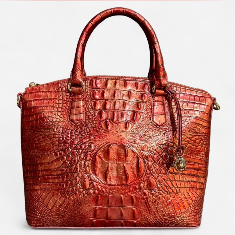 BRAHMIN DUXBURY SATCHEL INFRARED MELBOURNE Metallic Red Purse- Like New
